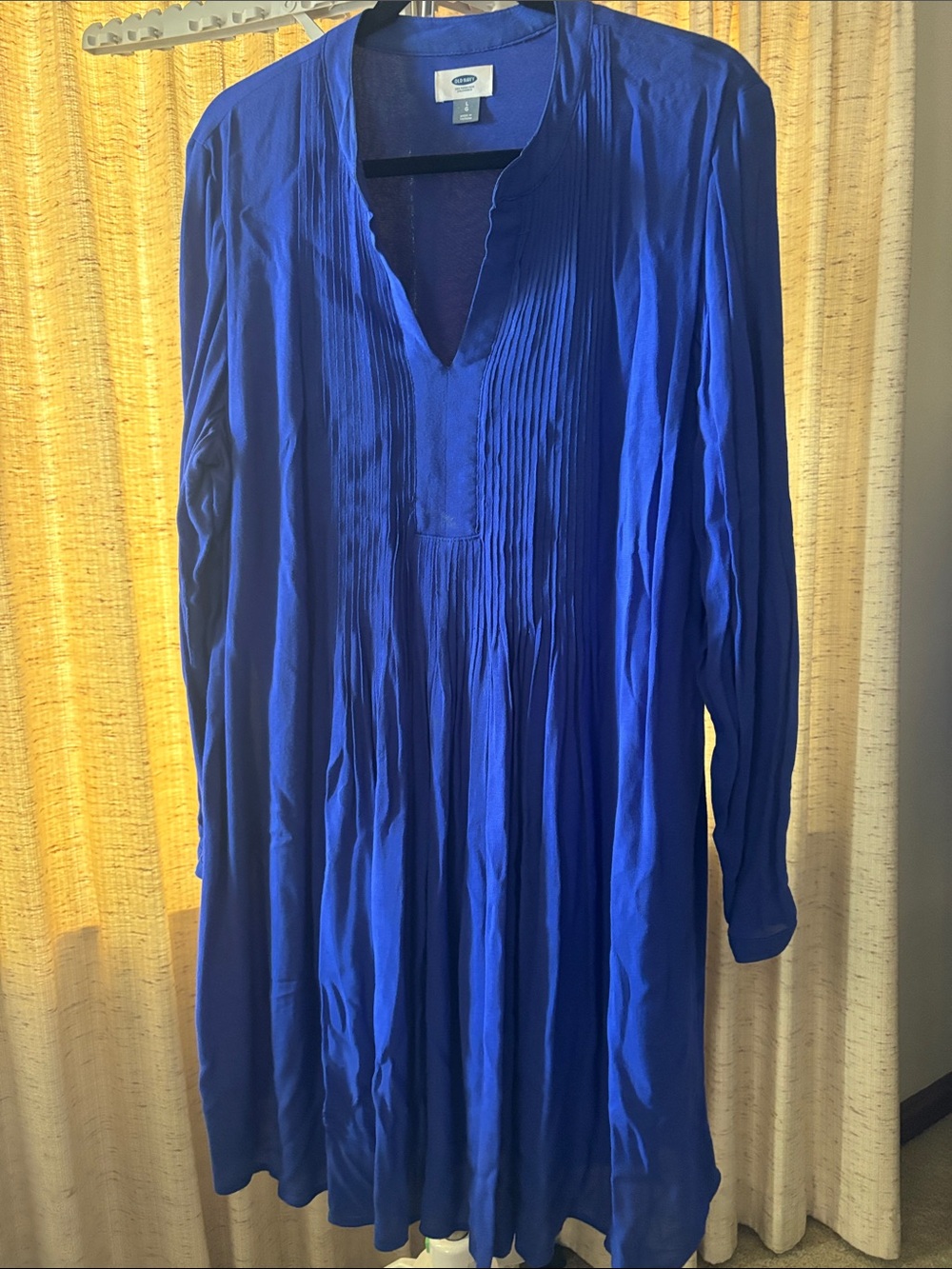 Old Navy Royal Blue Pleated V-Neck Midi Dress